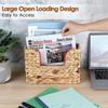Modern Minimalist Wicker Wallmounted Magazine Rack With Rattan Storage Basket For Home Organization