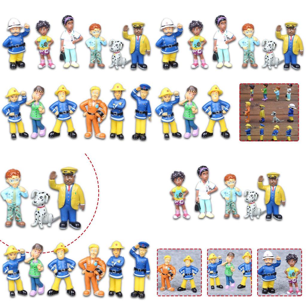 Charming 12pcs Cartoon Fireman Sam Mini Models For Enthusiastic Collectors And Decorators