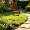 Rusty Animal Yard Stake Decoration for Lawns and Porch Edges, Metal Garden Stake with Weathered Finish and Easy Soil Placement