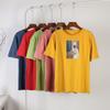 Hirsionsan T-shirt i bomull med löst tryck Dam Sommar Casual Nya Koreanska Trendiga Kortärmade T-shirts Kvinna Cool Girl Ins Toppar