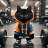 Cute Fitness Cats Sculpture Fitness Cats Figurines Decoration Cats Lifting Barbell Indoors Offices Desk Bookshelf Decoration