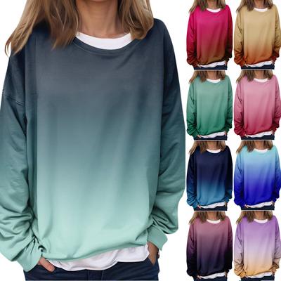 Damen Casual Fashion Vintage Bedrucktes Langarm-Sweatshirt mit O-Ausschnitt, Lagen-Pullover