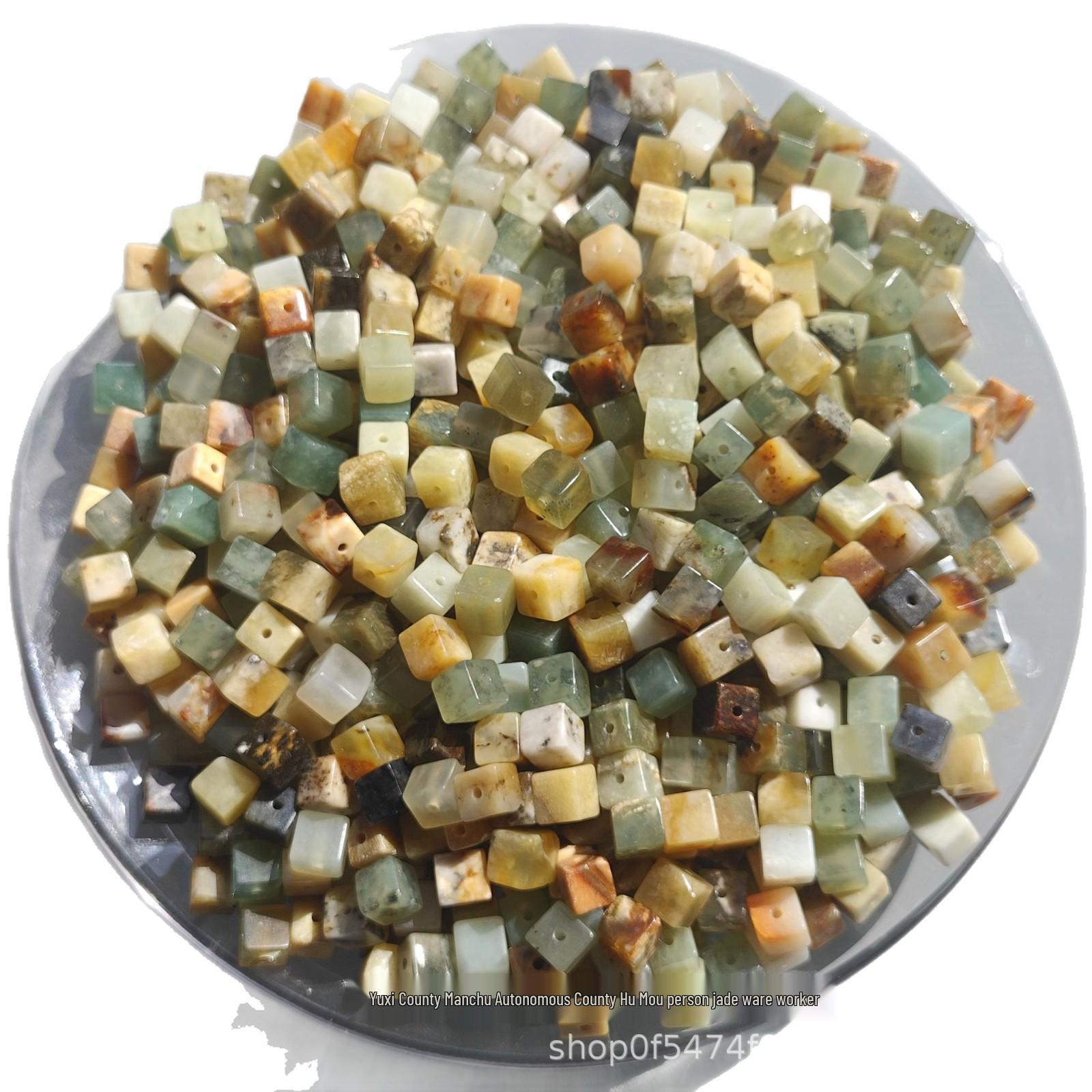 8mm Floral Jade Sugar Cube Beads, Natural Xiuyan Jade, Multi-Color DIY Jewelry Beads for Bracelet/Necklace