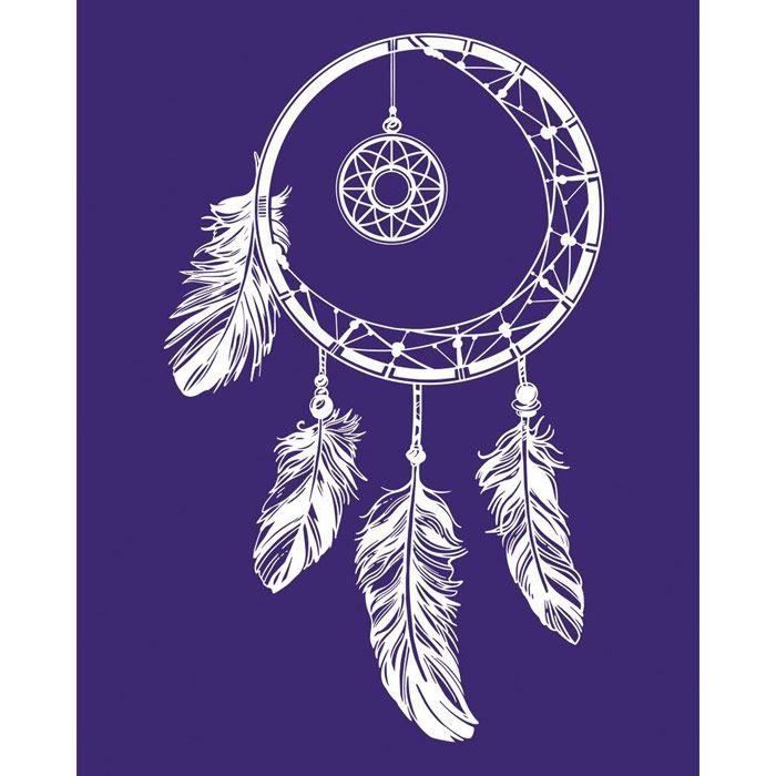 Pochoir attrape-rêves A5 - Marque - Modèle - Capteur de rêves - Plumes - Blanc et beige