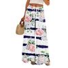 Damen Sommer Boho Palazzo Hose Hohe Taille Weites Bein Blumendruck Freizeithose Mit Taschen