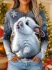 2025 Christmas Women's T Shirt Graphic Santa Claus Snowman Fashion Casual Long Sleeve Round Neck Regular Tops Print Spring Fall