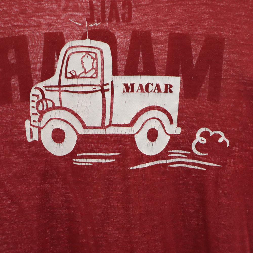 VINTAGE 70s 80s MACAR Short sleeve Single stitch T-shirt wine-red Men's Used