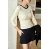 Women Polka Dot Color Block Long Sleeve Slim Fit Vintage Bottoming T Shirt