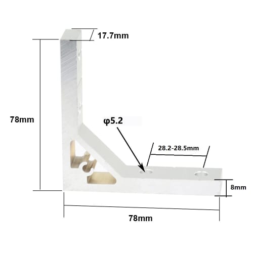 Iverntech 4-Piece 18x78x78mm Strong Support Corner Brackets for 2020 Series V-Slot Aluminum Extrusion Profiles, 16 M5 Screws and 16 M5 T-Nuts