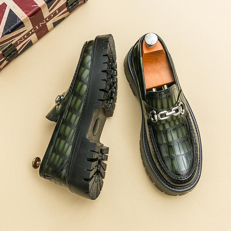 Fashion Business Men Loafers Men Casual Thick-soled Anti-slip Wear-resistant Leather Shoes Social Travel Shoes In Sizes 38-46 Men Shoes