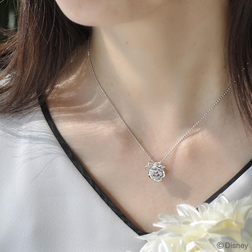 Disney Princess Beauty and the Beast Belle Silver Pendant Necklace with Cubic Zirconia (VPCDS20051)