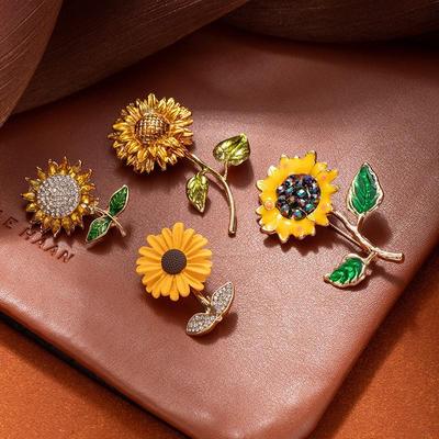 Exquisite Sonnenblumen-Krone Brosche für Anzüge und Hemden
