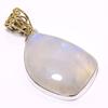 Natural Rainbow Moonstone 925 Sterling Silver Jewelry TwoTone Pendant 1.69" h7A27