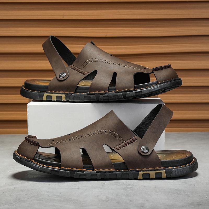 Mens Summer Slippers Casual Shoes Beach Sandals Outdoor Slides Leather Walking Comfort Luxury Designer Lightweight Fashion