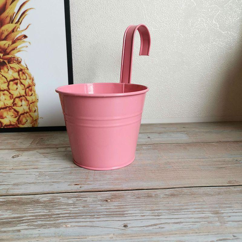 

Подвесные металлические горшки для цветов Ведро для растений Держатель Декор для садового забора Крючок Съемный Pink