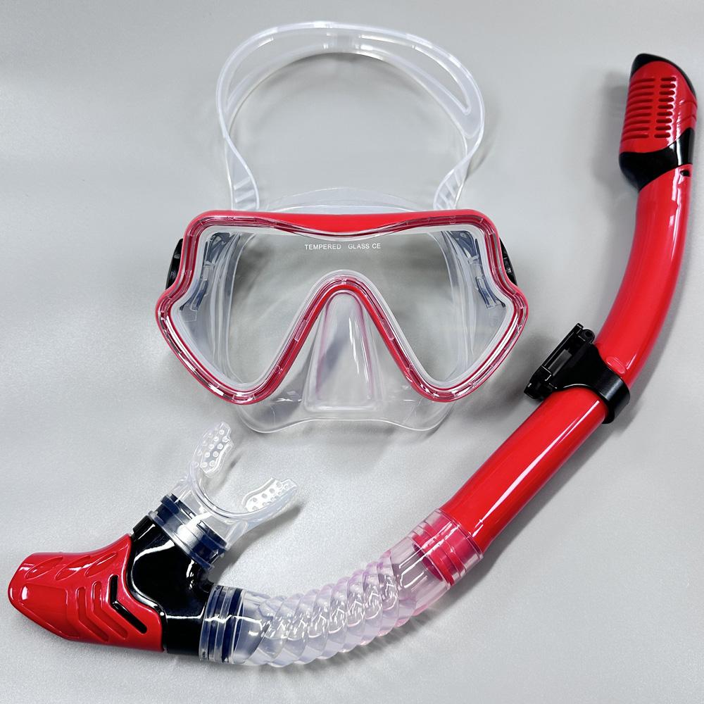 Scuba Diving Mask Snorkel Set Tempered Glass Professional Panoramic Snorkeling Gear Swimming Training Snorkel Kit Adults Youth