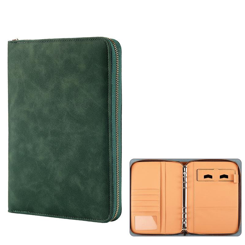 A5 Business Portfolio Notizbuch Loseblatt Ringordner Reißverschluss Tablethülle PU-Abdeckung für Meeting Reise Organizer Spiralgebunden Geschenk