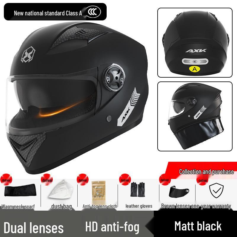 Certified Electric Motorcycle Helmet - Unisex Full Face, All-Season, Winter Warm, Safety Helmet