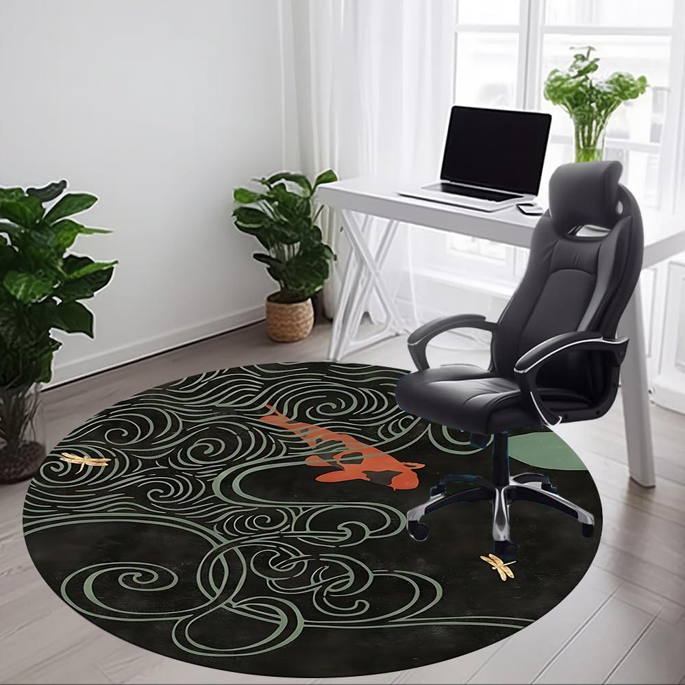 1pc Koi Pond Office Round Area Rug, Indoor Mat Suitable For Office, Under Office Chairs Bedroom Living Room Home Decor, Room Deco 185
