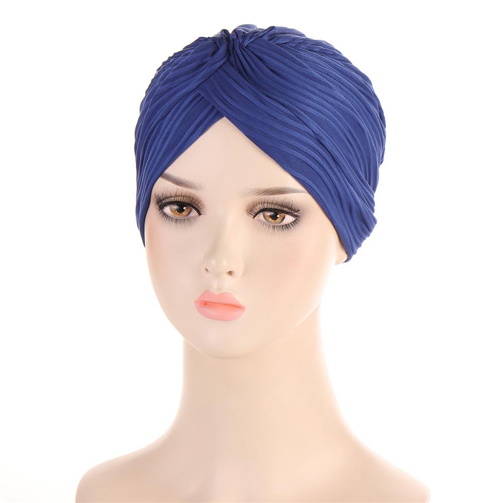 Nové dámské zlaté stříbrné turbanové čepice chemo bandana hidžáb plisovaná indická čepice turbante klobouk dámský šátek na vlasy muslimská pokrývka hlavy
