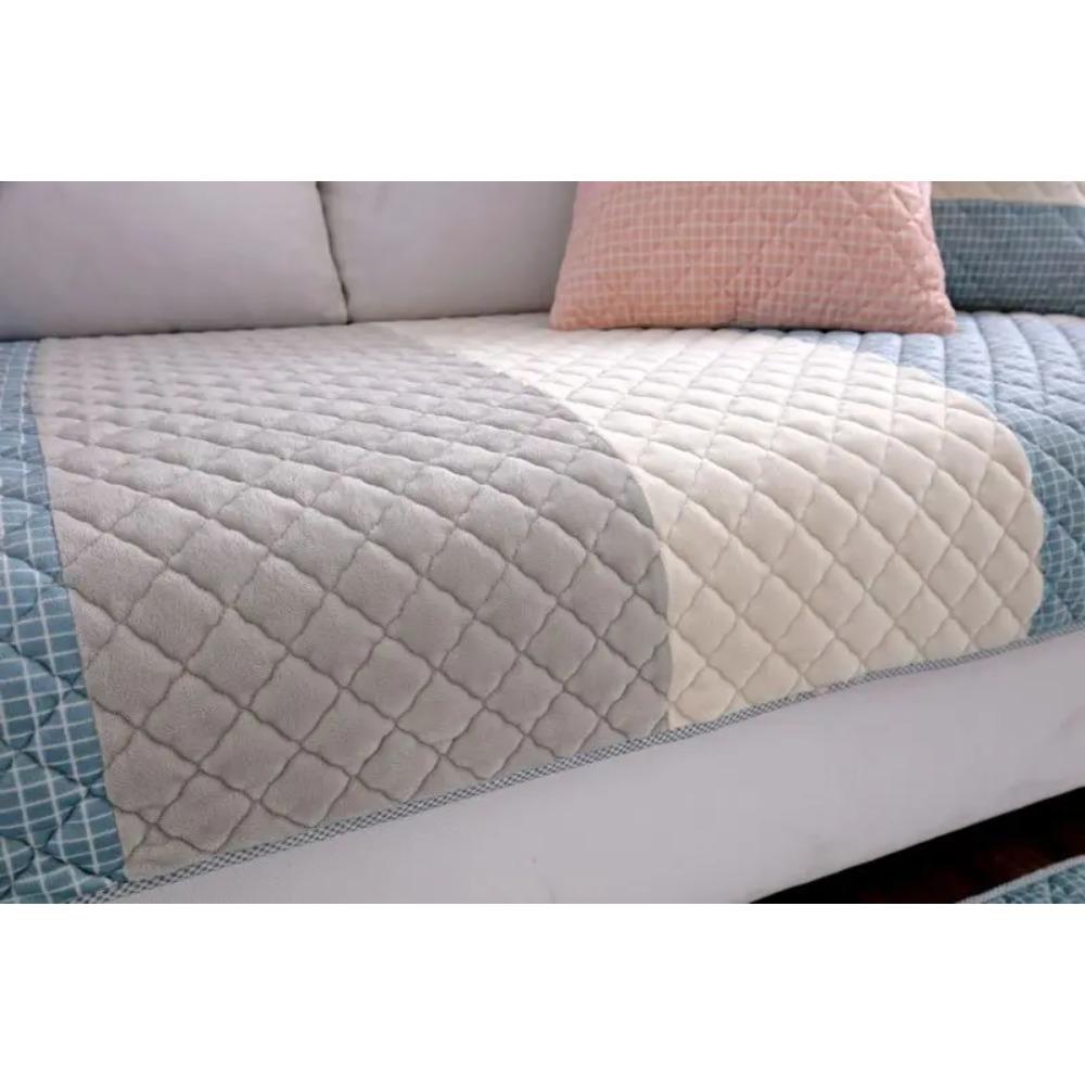 Short Plush Quilted Sofa Towel Super Soft Smooth Hand Feeling Flannel Sofa Cover Bay Window Mat Floor Mat Sectional Sofa Cover