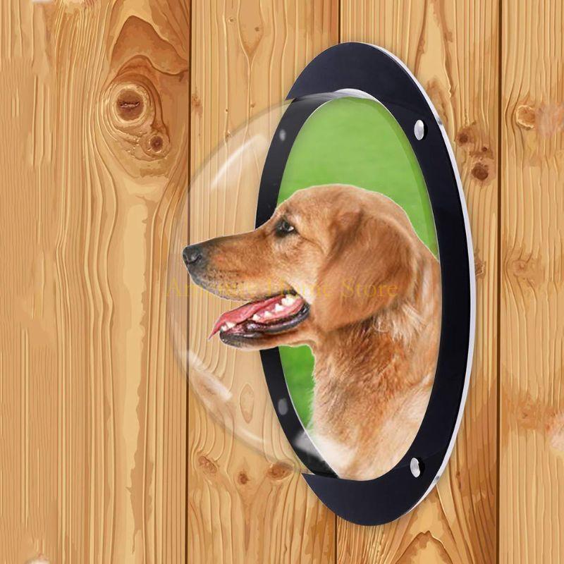 F26C 12'' Pet Dog Window Durable Acrylic Pet for Cat Window Fence Dome Insert Fence Decoration Outside Viewer for Pet Cats Do