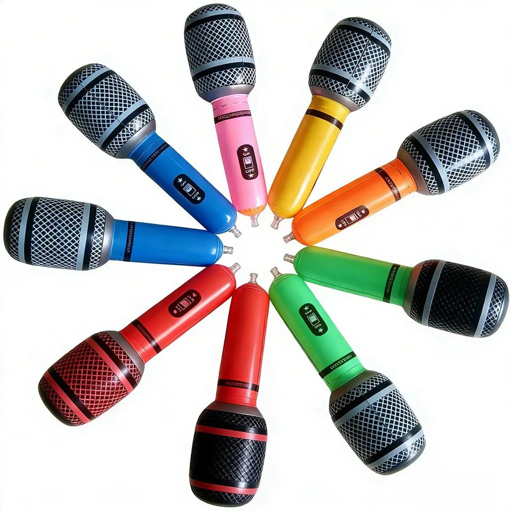 Multicolor Inflatable Microphones Pack 20 Units 25cm Party