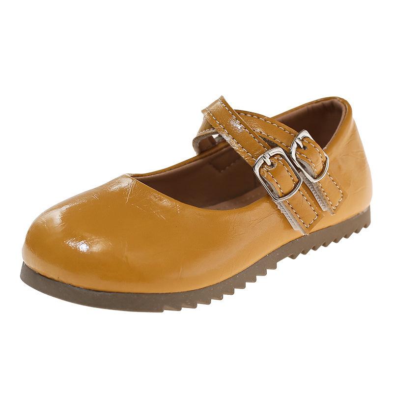 Girls' Retro Single Shoes for Children, Round Toe, Soft Sole, Versatile Style
