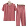 Stylish Summer Set: Short-Sleeve T-Shirt & Pants for Middle-Aged & Elderly Women