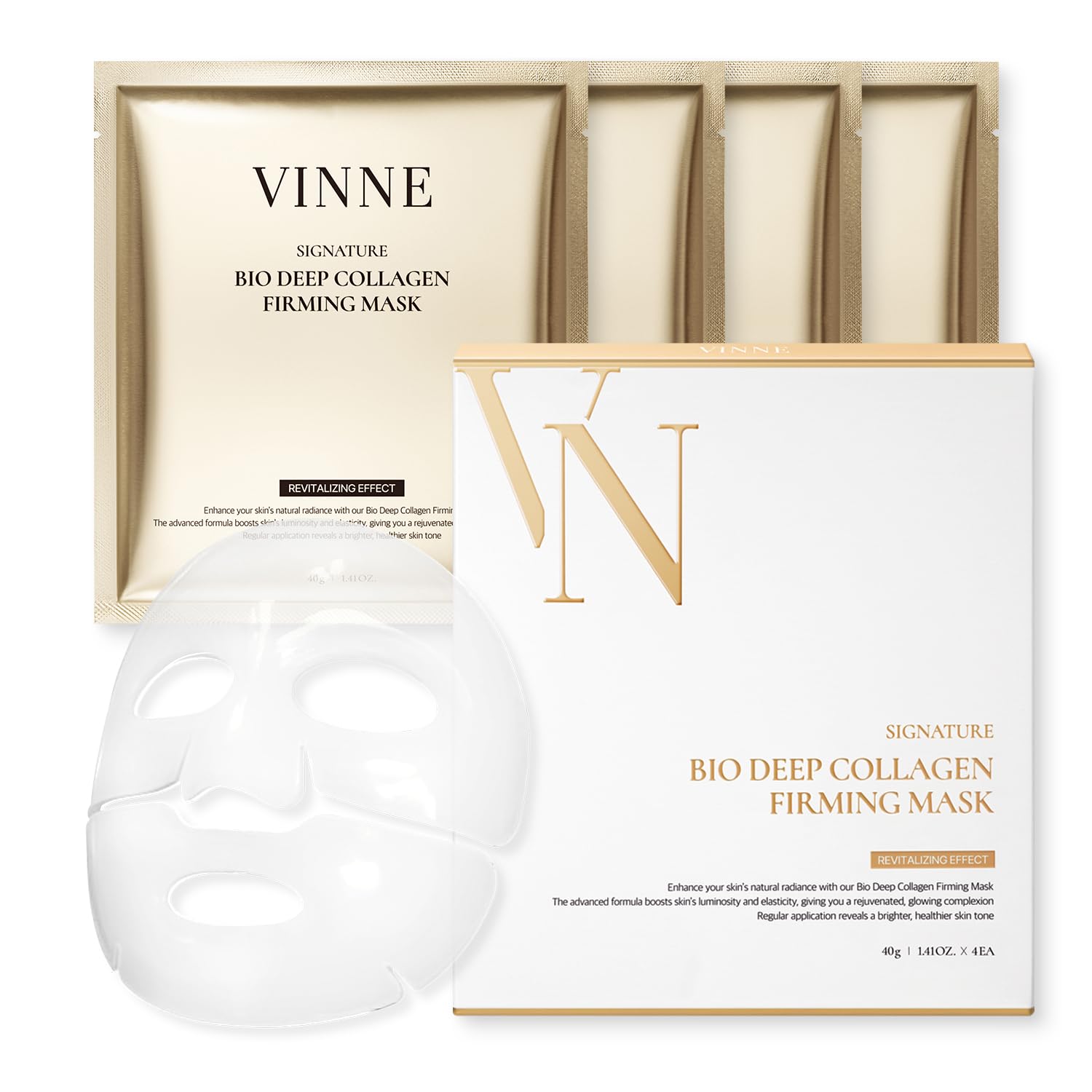 

VINNE Signature Bio Deep Collagen Firming Mask Pack для лица Идеально для домашней красоты эта ампула 40 г успокаивает сухую кожу уменьшает морщины и и корейская (4