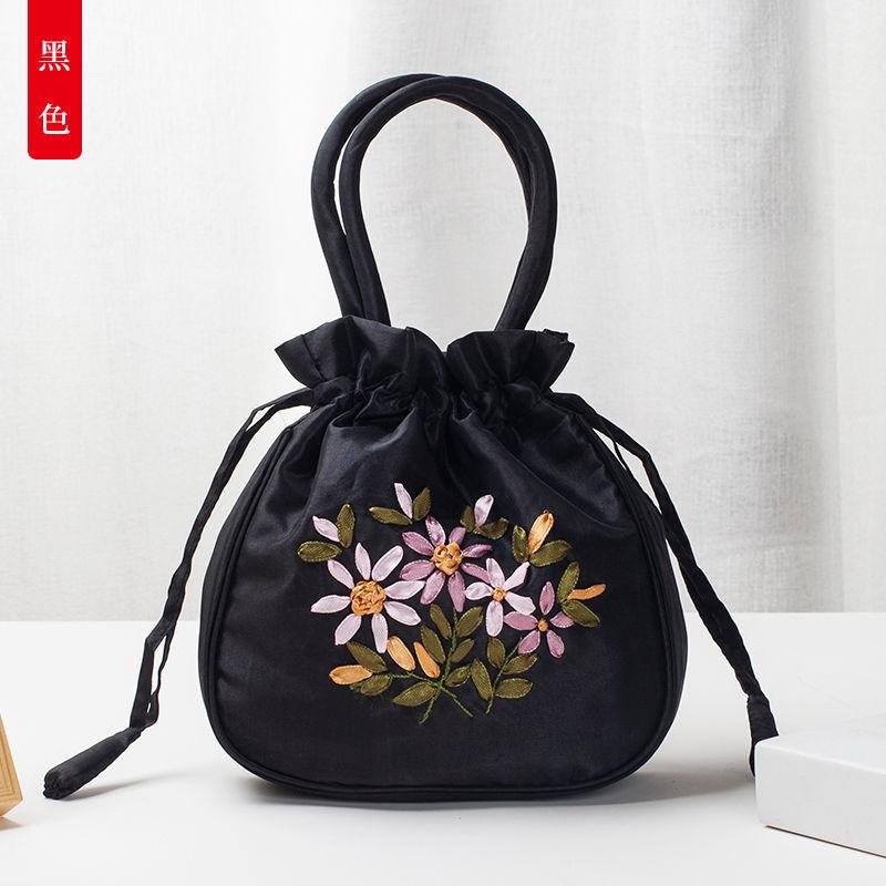 Handbag Women's Bag Ethnic Wind Bag Handmade Embroidered Mommy Bag New Women's Shopping Bucket Drawer Mobile Phone Bag