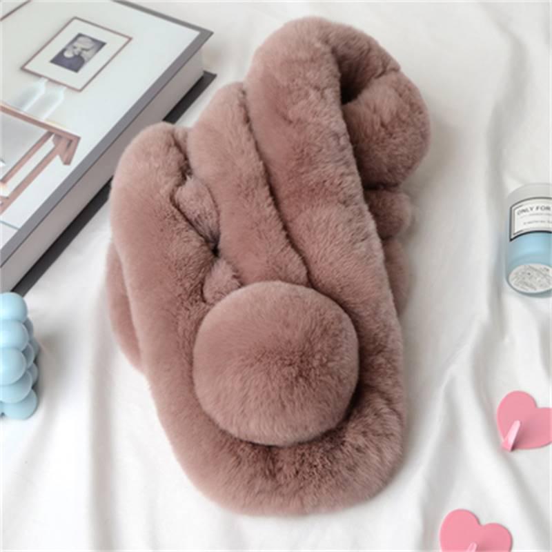 Unisex Faux Rex Rabbit Fur Snood: Cozy Korean Style Plush Neck Warmer for Winter