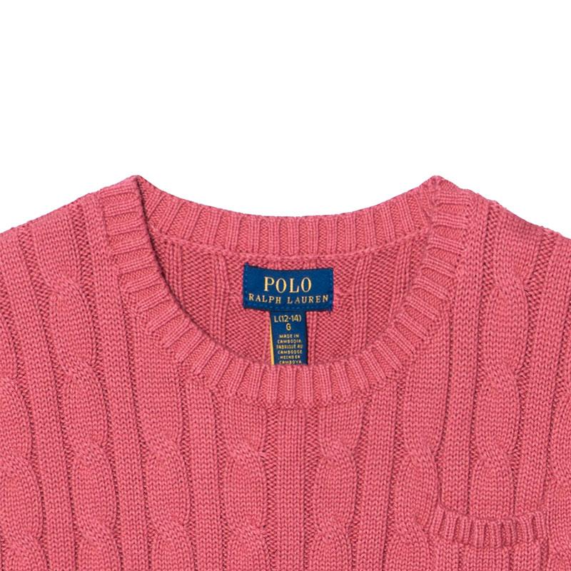 Polo Ralph Lauren Sweater Ss25 Cable Knit Cotton Slim Fit Short Sleeve Kids Tops Rose-Pink 313945437-007