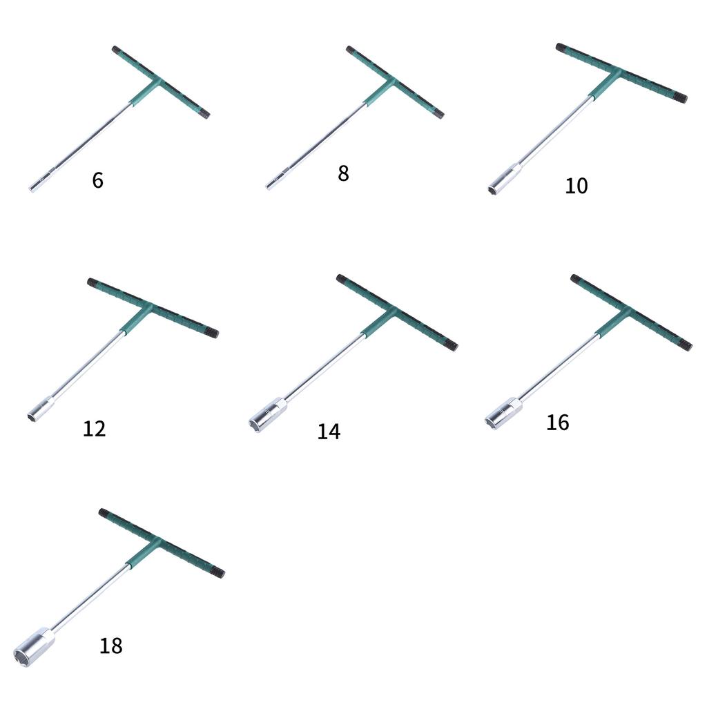T-shaped Hand Tool Hex Socket Wrench T-handle Wrench Extended T-Socket Wrench for Mechanical Work 6/8/10/12/14/16/18mm