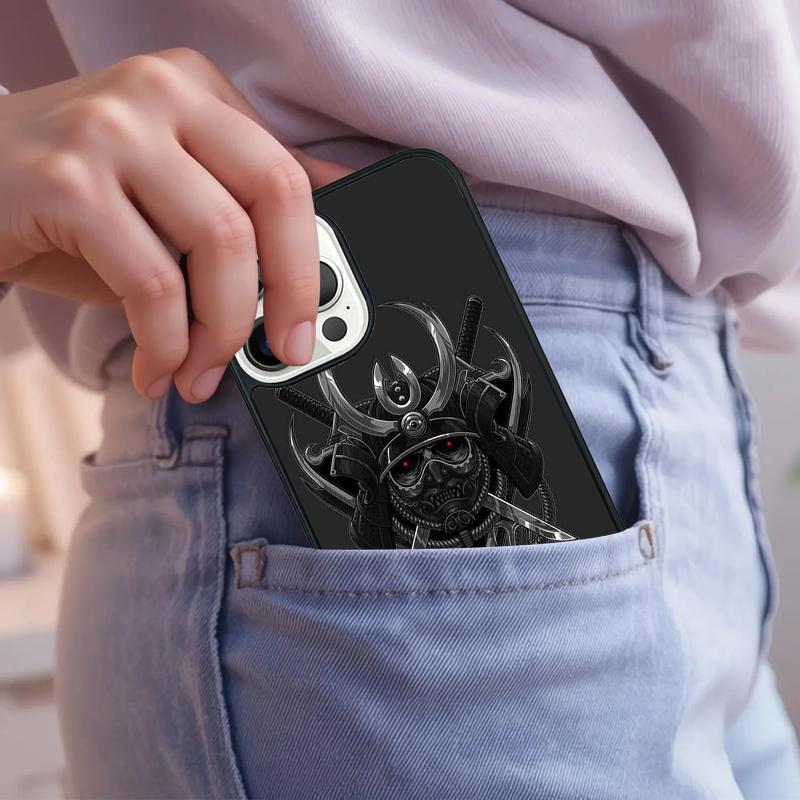 Samurai Japanese Warrior Mask Helmet Phone Case For iPhone 17 Air 15 16e 14 13 Pro Max Coque 12 11 Pro Max PLUS Cover