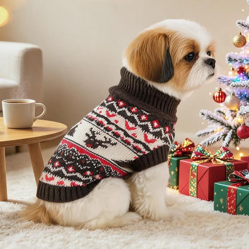 PETCIRCLE 2026 Fall Winter Pet Clothes Christmas Sweater Brown Elk Dog Two-Legged Outfit