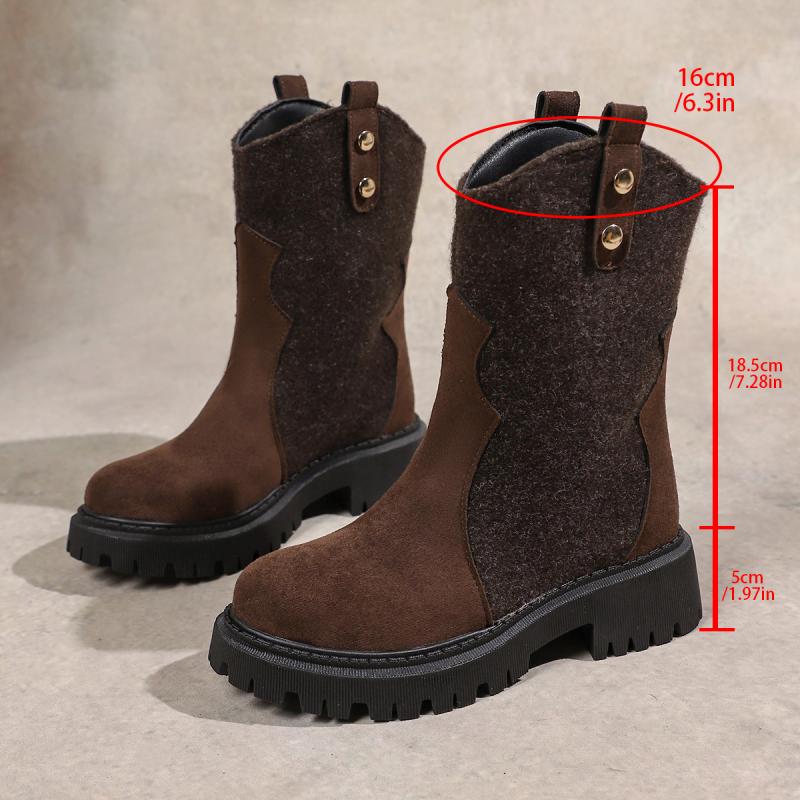 Fashion Bohemia Brown Pu Ankle Boots Women 2025 Autumn Thick Bottom Medium Heel Wrinkled Western Boots Sexy Metal Decoration Booties