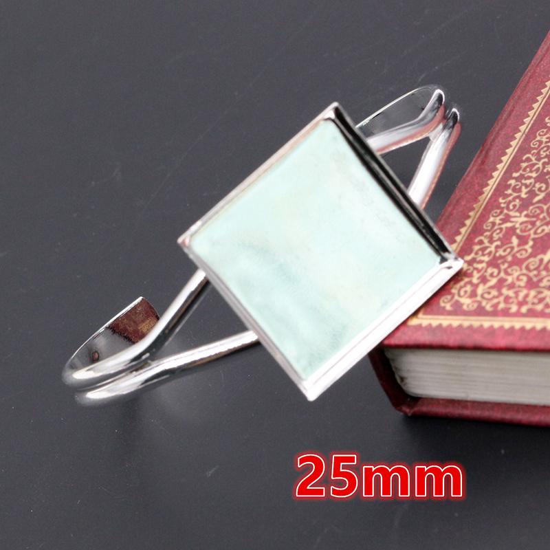 1 Piece Fit 20mm/25mm Square Cabochons Bangle Bracelet Blank Base Setting Tray Bezel DIY Jewelry Making Accessories Findings