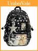 Star Pattern Nylon School Backpack With Padded Straps For Students
