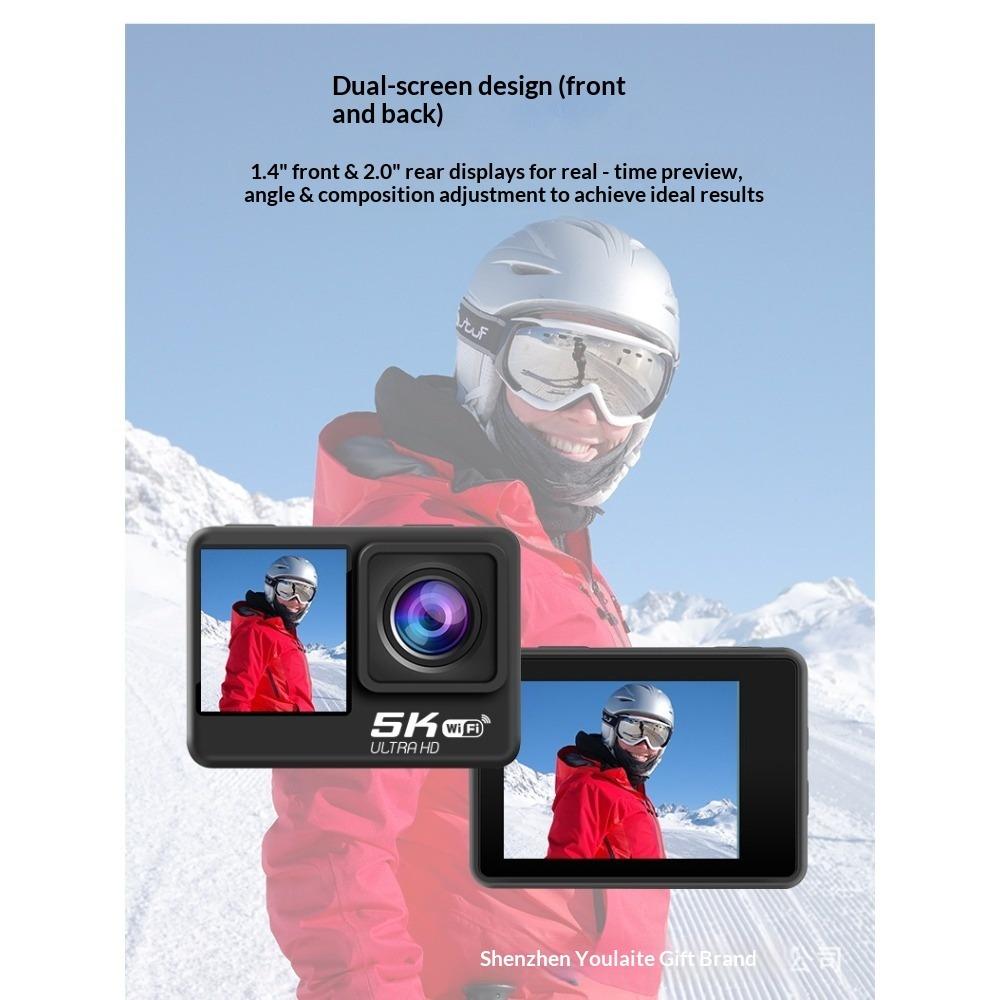 5K Motion Camera High Definition Touch Dual Screen Waterproof Remote Control Camera Motion Image Stabilization Camera Recording