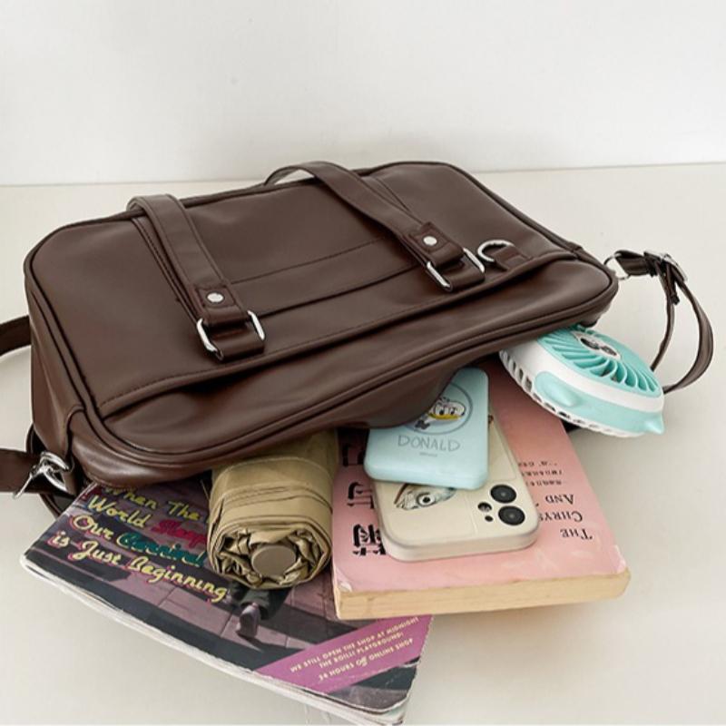 Borse a tracolla da donna in pelle PU Stile giapponese JK Uniforme Anime Borsa a spalla Borsa a mano semplice di grande capacità Borsa a spalla per studente per classe e pendolarismo