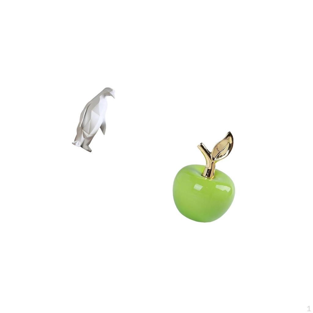 Penguin Sculpture Figurine Collectable Craft Decorative Ornament Resin Animal Statue Ceramic Fruit