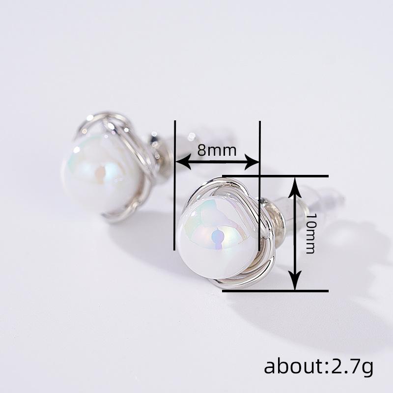 Colorful Imitation Moonstone Earrings For Women, Fashionable Personalized Sweet Jewelry, Line Design Stud Earrings