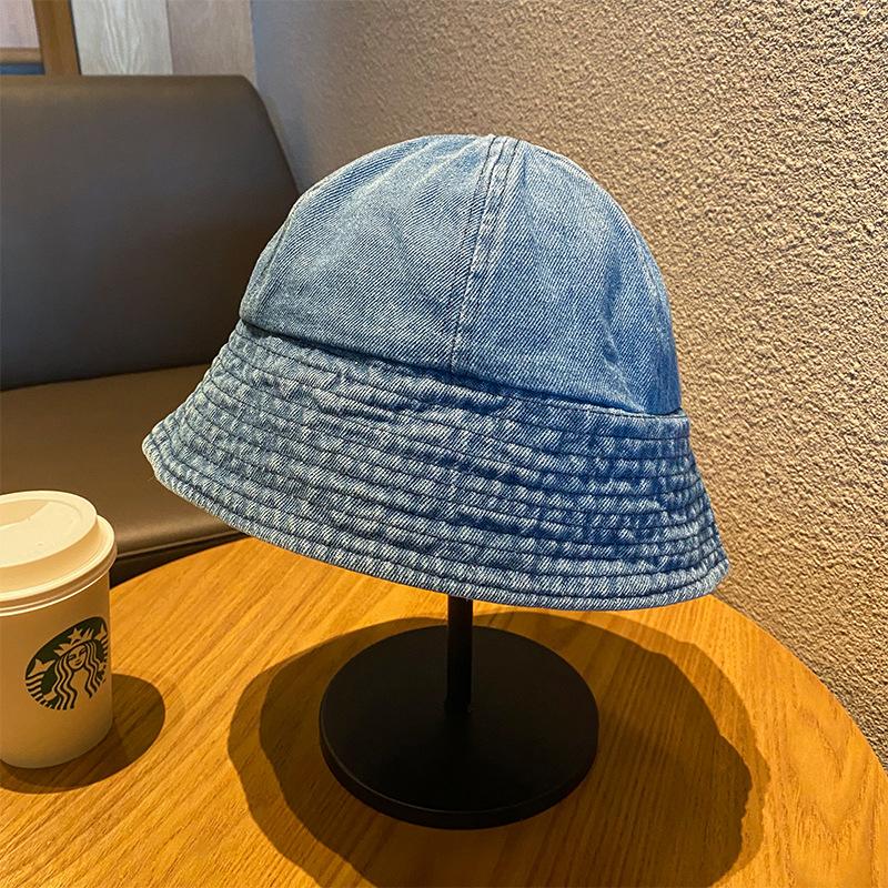 Women's bucket hat, Korean style, trendy and versatile, Japanese style, summer thin washable denim sun protection hat