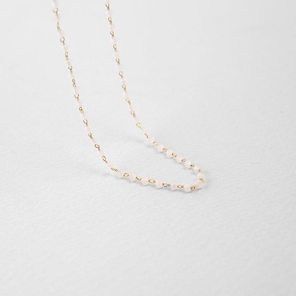 [Judy And Paul] Leshu Pink Opal Bead Chain Necklace N51532