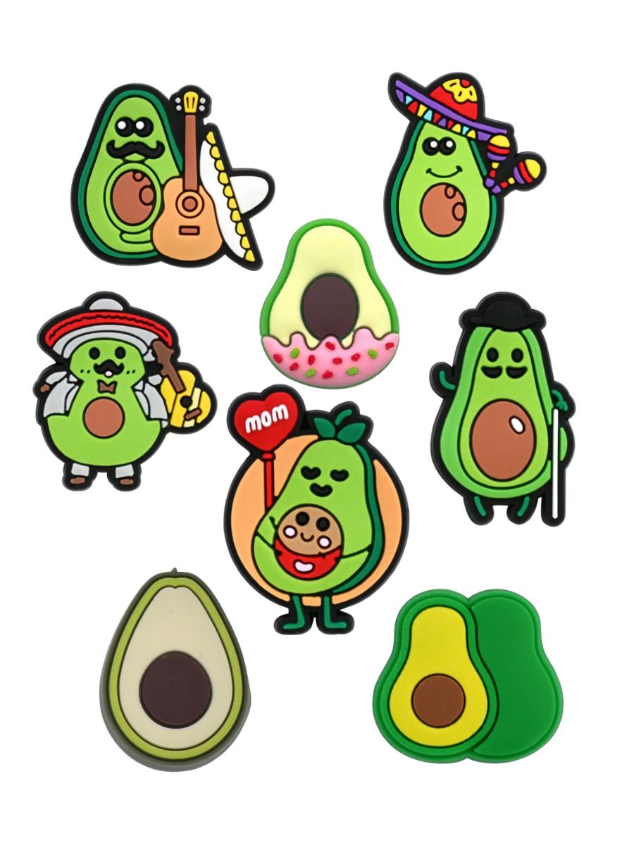 

Джибитсы авокадо avocado Jibbitz 8 шт аксессуары крокс украшение різнокольоровий