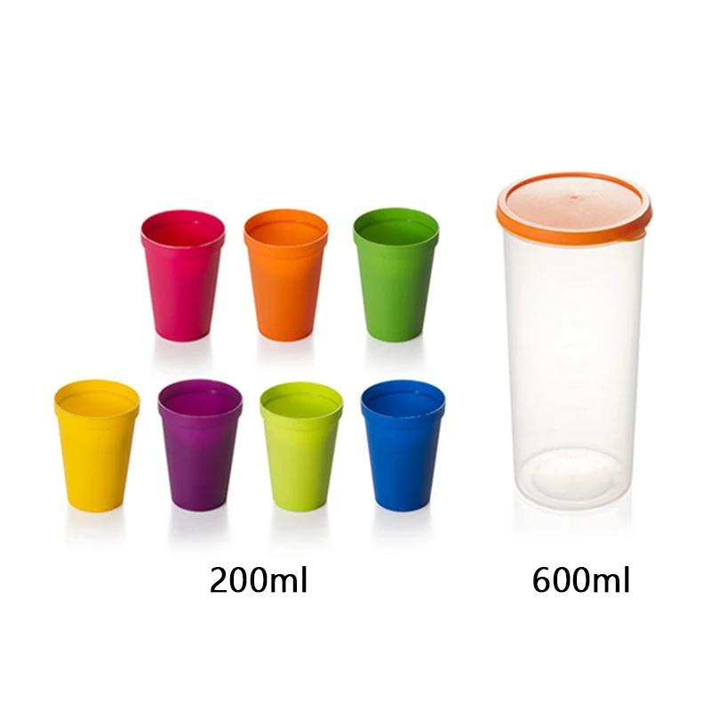 7PCS/set Portable Rainbow Cup,Household Juice Milk Drinking Tumblers,Reusable Light Weight Cups for Home Party Outdoor Indoor