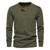 Men Solid Color Slim Fit Casual Corduroy Long Sleeve T Shirt