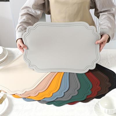 Heat-Resistant PVC Placemats with Decorative Scalloped Edges Nordic-Inspired Table Mats for Holiday Decor, Parties, Everyday Dining