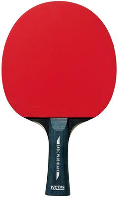 VICTAS Table Tennis BASIC PLUS Shakehand 320050 Racket, Rubber-Coated, BLACK, Flare,